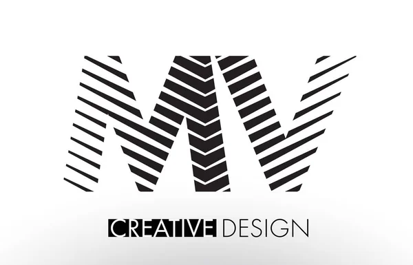 MV M V linie list Design z Creative elegancki Zebra — Wektor stockowy