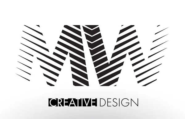 MW M W Lines Letter Design com Zebra elegante criativa — Vetor de Stock