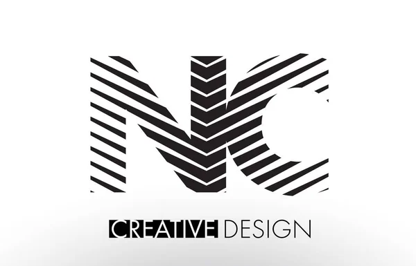 NC N de ontwerp van de brief van de lijnen van de C met creatieve elegante Zebra — Stockvector