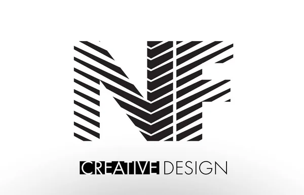 NF N F Lines Diseño de letras con cebra creativa y elegante — Vector de stock