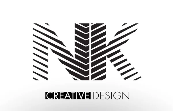 NK N K Linee Lettera Design con creativo elegante Zebra — Vettoriale Stock