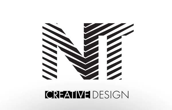 Diseño de letras de líneas NT N T con cebra creativa y elegante — Vector de stock