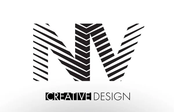 NV N V Lines Letter Design com Zebra Elegante Criativa — Vetor de Stock