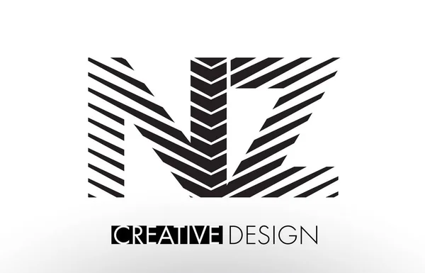 NZ N Z Lines Letter Design with Creative Elegant Zebra — Stock Vector