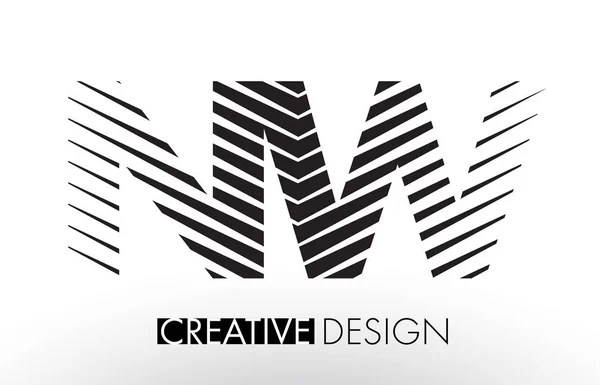 NW N W Lines Розробка літер з Creative Elegant Zebra — стоковий вектор