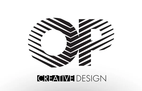 OP O P Lines Letter Design with Creative Elegant Zebra — Stock Vector