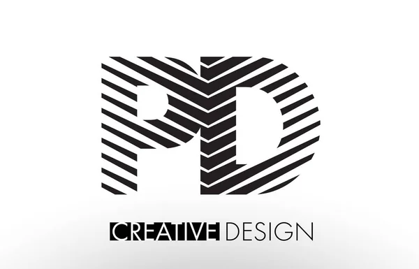 PD P D Lines Diseño de Letras con Cebra Elegante Creativa — Vector de stock