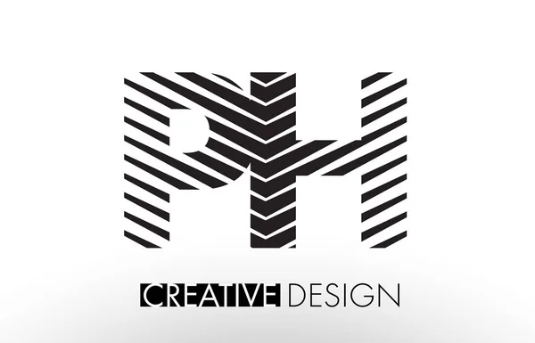 PH P H Lines Letter Design com Zebra Elegante Criativa — Vetor de Stock