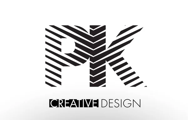 PK P K Linee Lettera Design con creativo elegante Zebra — Vettoriale Stock