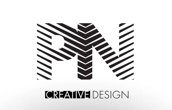 PN P N Linee Lettera Design con creativo elegante Zebra — Vettoriale Stock
