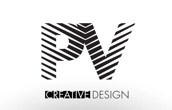 PV P V Lines Letter Design com Zebra Elegante Criativa — Vetor de Stock