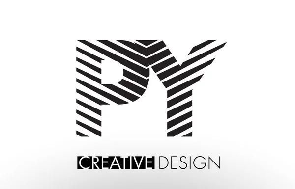 Diseño de letras PY P Y Lines con cebra creativa y elegante — Vector de stock