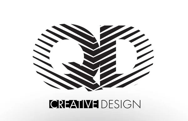 QD Q D Lines Letter Design con Zebra creativa ed elegante — Vettoriale Stock