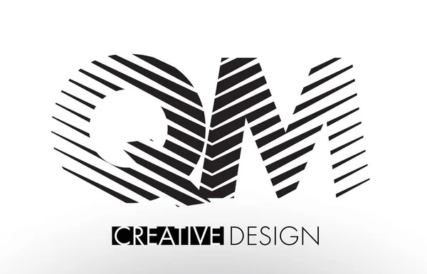 QM Q M Lines Letter Design con Zebra creativa ed elegante — Vettoriale Stock