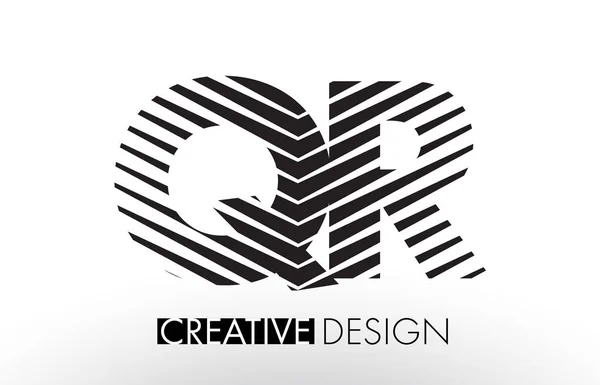 Diseño de letras QR Q R Lines con Creative Elegant Zebra — Vector de stock