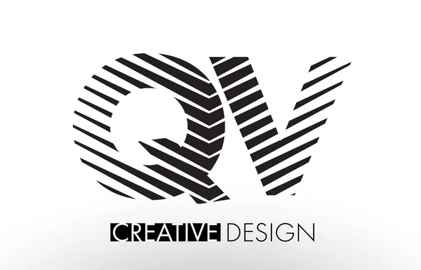 QV Q V Linee Lettera Design con creativo elegante Zebra — Vettoriale Stock