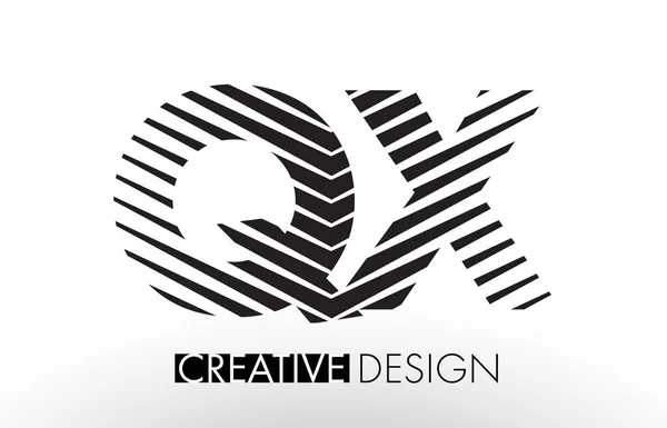 QX Q X Lines Letter Design with Creative Elegant Zebra — Stock Vector