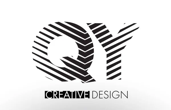 QY Q Y Lines Lettera Design con creativo elegante Zebra — Vettoriale Stock