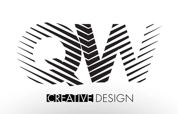 QW Q W linie dopis Design s kreativní elegantní Zebra — Stockový vektor