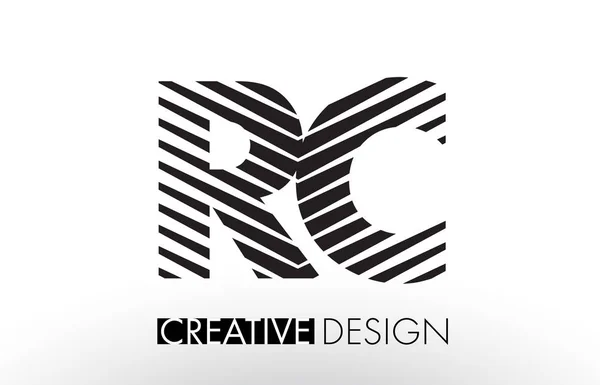 RC R C Lines Letter Design com Zebra Elegante Criativa — Vetor de Stock