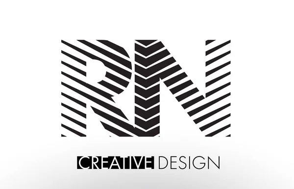 RN R N Lines Letter Design with Creative Elegant Zebra — Stock Vector