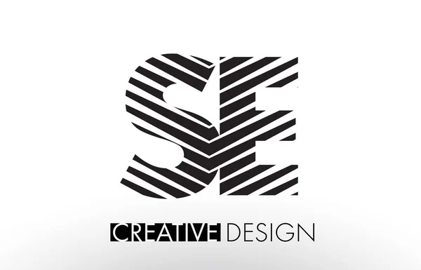 SE S E Lines Letter Design com Zebra Elegante Criativa — Vetor de Stock