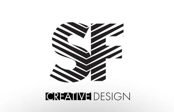 SF S F Lines Letter Design with Creative Elegant Zebra — Stock Vector