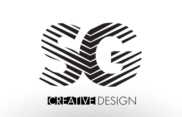 SG S G Lines Letter Design with Creative Elegant Zebra — Stock Vector