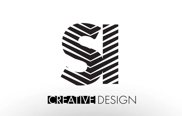 SI S I Lines Design de cartas com Zebra elegante criativa —  Vetores de Stock