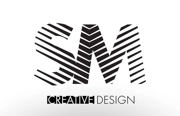 SM S M Lines Letter Design com Zebra Elegante Criativa — Vetor de Stock