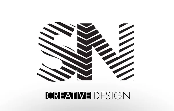SN S N Linee Lettera Design con creativo elegante Zebra — Vettoriale Stock