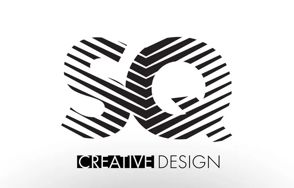SQ S Q Lines Letter Design com Zebra elegante criativa — Vetor de Stock