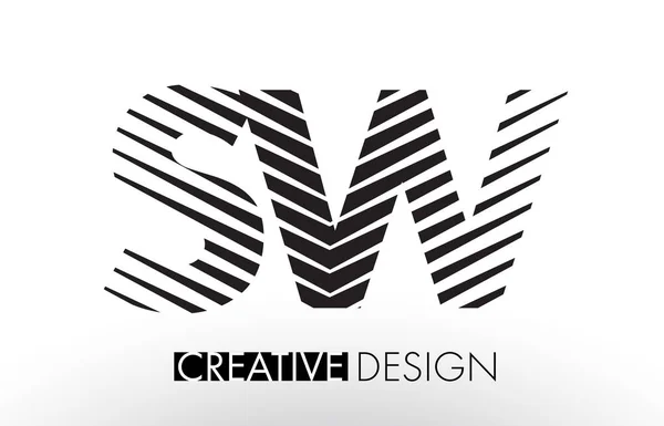 SW S W Lines Diseño de Letras con Cebra Creativa Elegante — Vector de stock