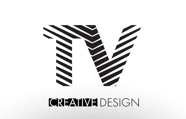 TV T V Lines Letter Design com Zebra Elegante Criativa —  Vetores de Stock