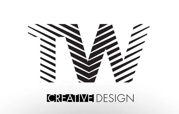 TW T W Lines Diseño de Letras con Cebra Creativa Elegante — Vector de stock