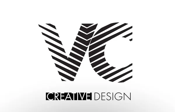 VC V C Lines Letter Design com Zebra elegante criativa — Vetor de Stock