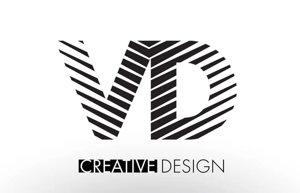 VD V D Lines Letter Design with Creative Elegant Zebra — Stock Vector
