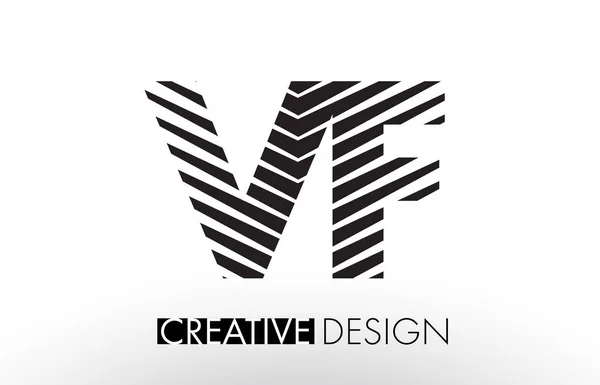 VF V F Lines Letter Design with Creative Elegant Zebra — Stock Vector