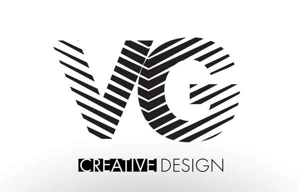 VG V G Lines Letter Design with Creative Elegant Zebra — Stock Vector