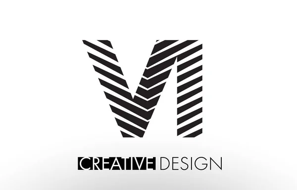 VI V I Lines Letter Design com Zebra Elegante Criativa — Vetor de Stock