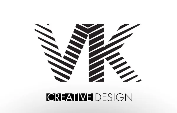 Diseño de letras VK V K Lines con cebra creativa y elegante — Vector de stock
