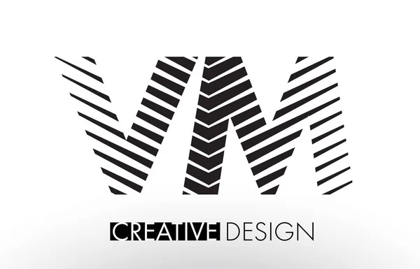 VM V M Lines Letter Design com Zebra Elegante Criativa — Vetor de Stock