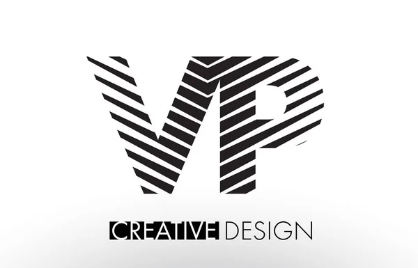 VP V P Linee Lettera Design con creativo elegante Zebra — Vettoriale Stock