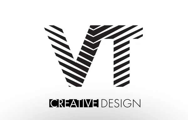 VT V T Linee Lettera Design con creativo elegante Zebra — Vettoriale Stock