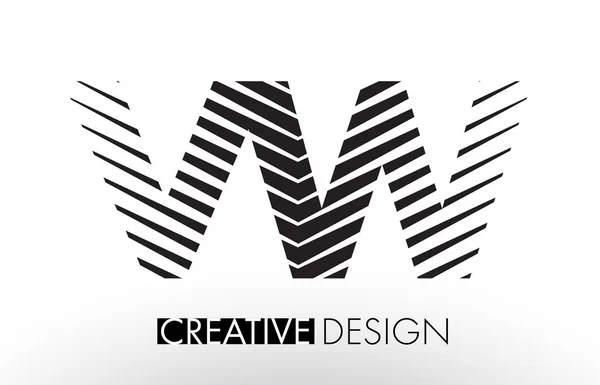 VW V W Linee Lettera Design con creativo elegante Zebra — Vettoriale Stock