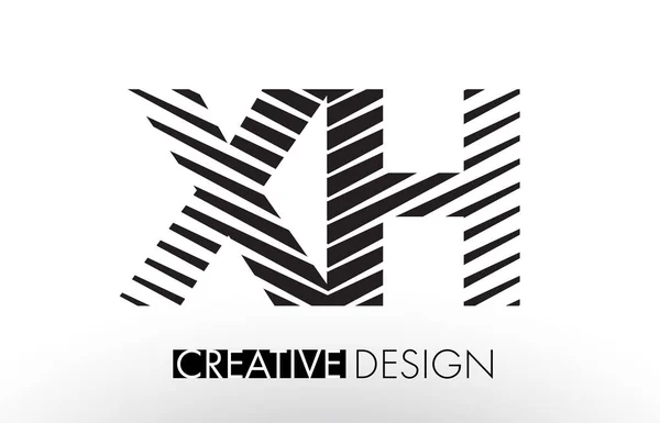Diseño de letras de líneas XH X H con cebra creativa y elegante — Vector de stock