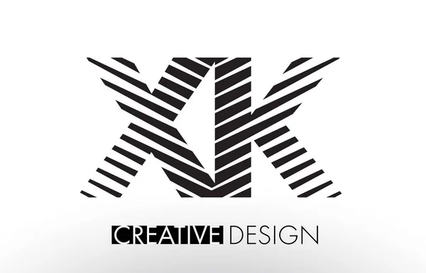 XK X K Lines Letter Design com Zebra elegante criativa — Vetor de Stock
