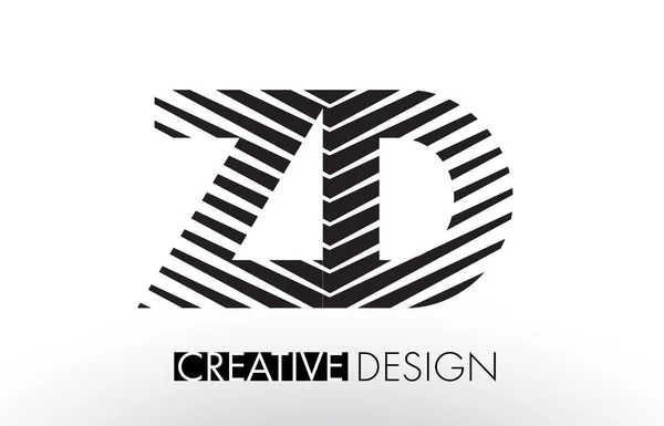 ZD Z D Lines Letter Design with Creative Elegant Zebra — Stock Vector