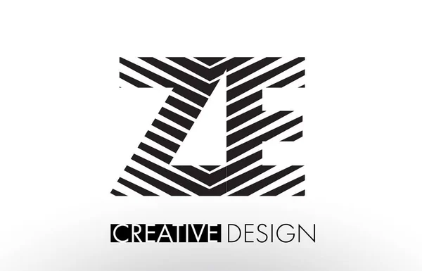 ZE Z E Lines Letter Design con Creative Elegant Zebra — Vettoriale Stock