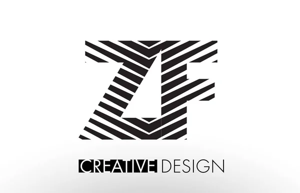 ZF Z F Lines Lettre Design avec Creative Elégant Zebra — Image vectorielle
